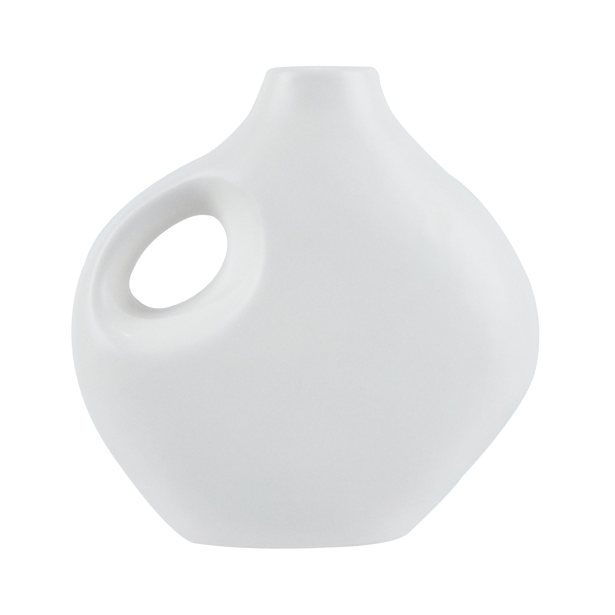 Table Art White Ceramic Jug Vase - 7'' x 3 1/4'' x 7'' - 1 count box
