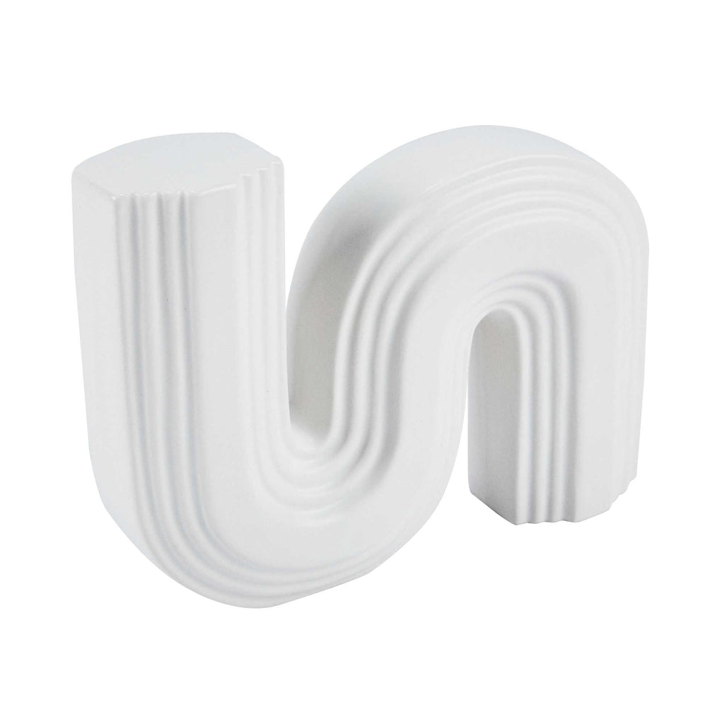 Table Art White Ceramic S-Shaped Vase - 7 1/4'' x 2'' x 6'' - 1 count box