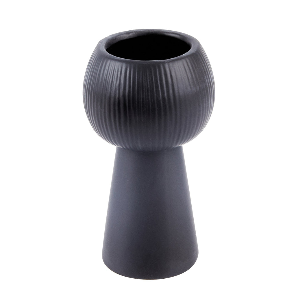 Table Art Black Ceramic Pedestal Vase - 3 1/2'' x 3 1/2'' x 6 1/2'' - 1 count box