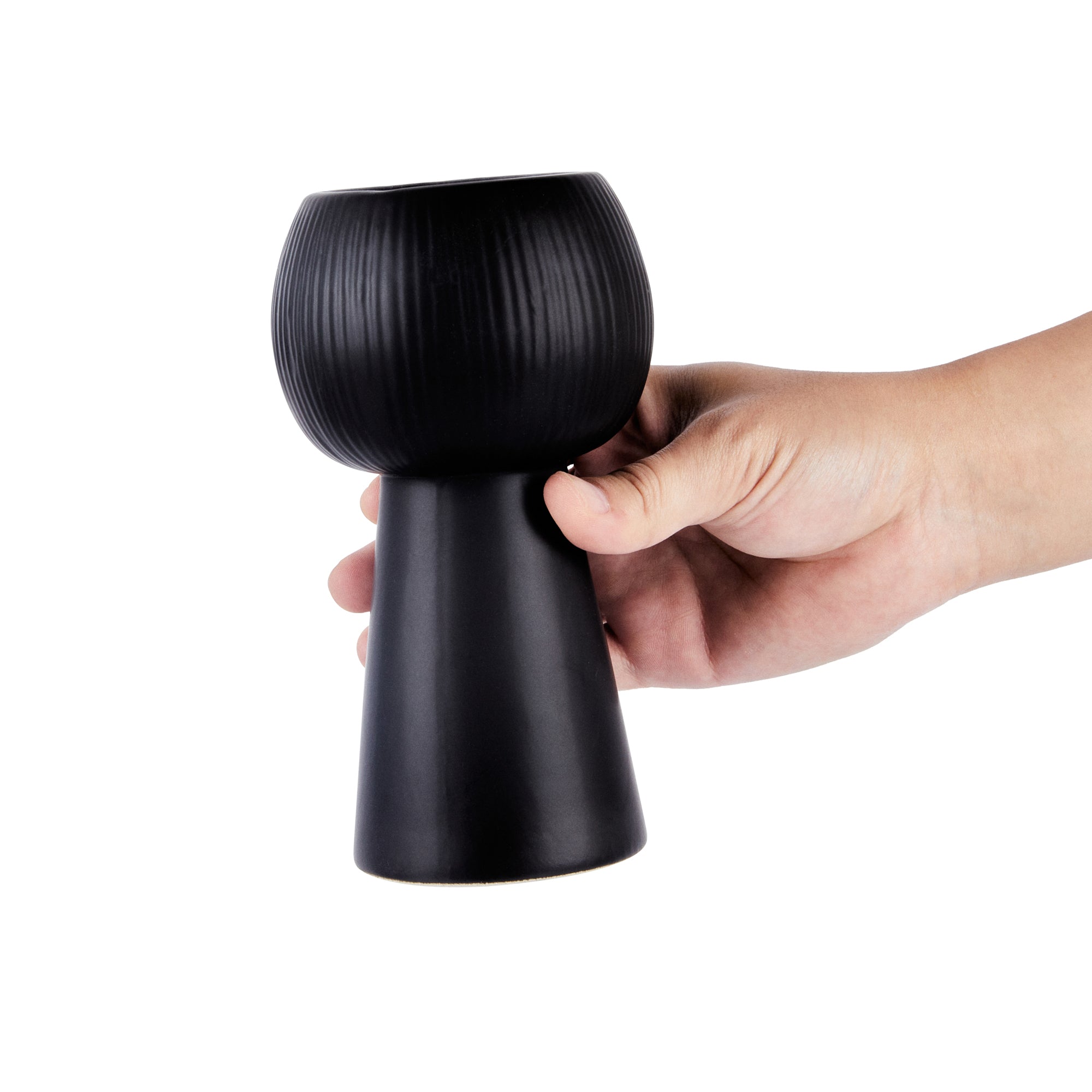 Table Art Black Ceramic Pedestal Vase - 3 1/2'' x 3 1/2'' x 6 1/2'' - 1 count box