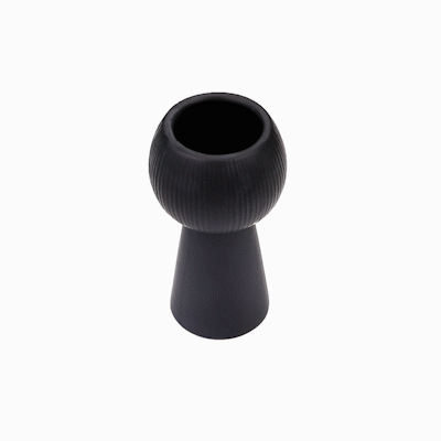 Table Art Black Ceramic Pedestal Vase - 3 1/2'' x 3 1/2'' x 6 1/2'' - 1 count box