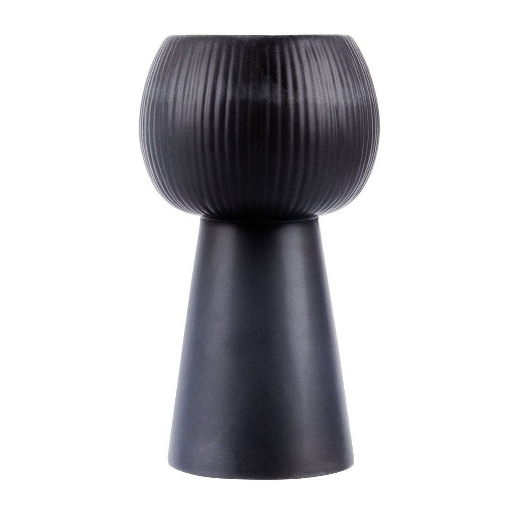 Table Art Black Ceramic Pedestal Vase - 3 1/2'' x 3 1/2'' x 6 1/2'' - 1 count box