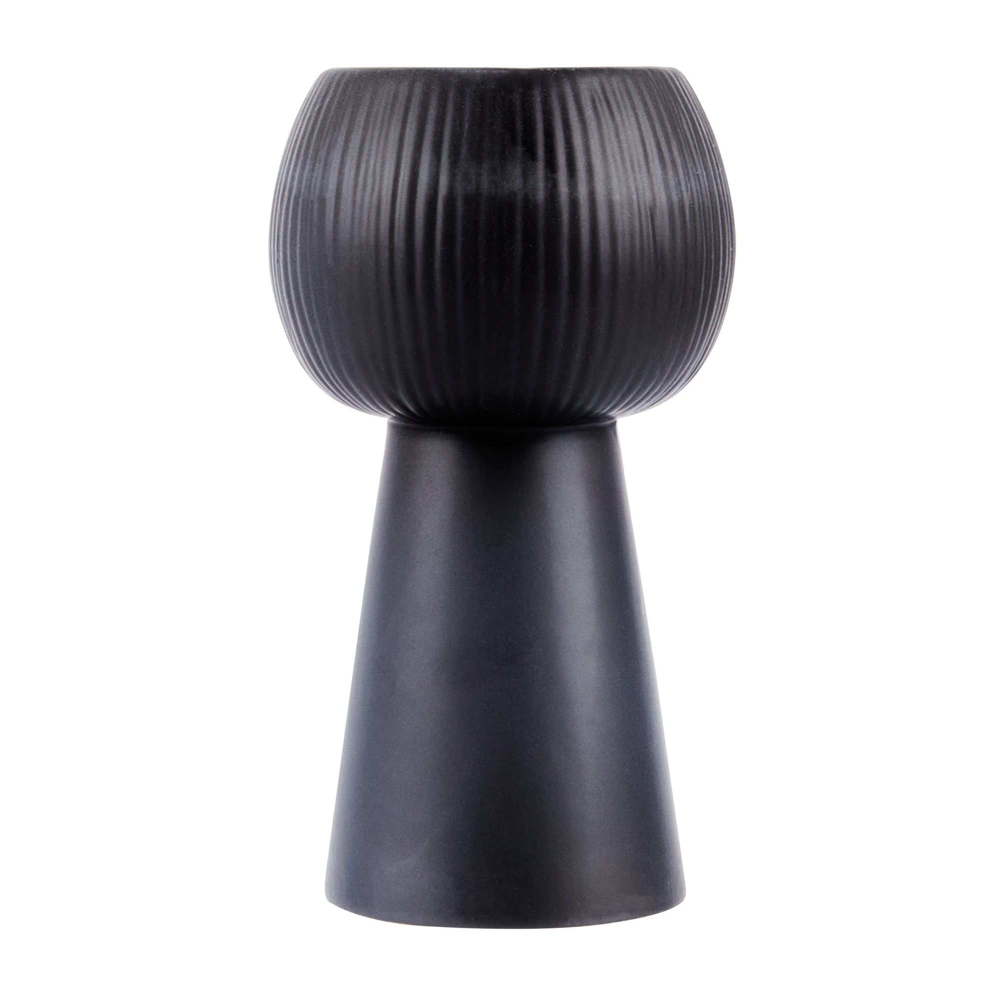 Table Art Black Ceramic Pedestal Vase - 3 1/2'' x 3 1/2'' x 6 1/2'' - 1 count box