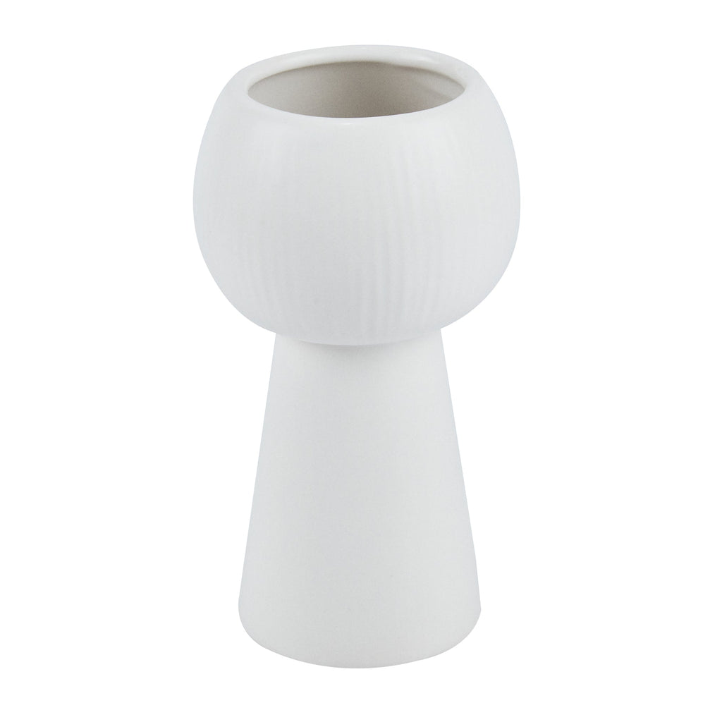Table Art White Ceramic Pedestal Vase - 3 1/2'' x 3 1/2'' x 6 1/2'' - 1 count box