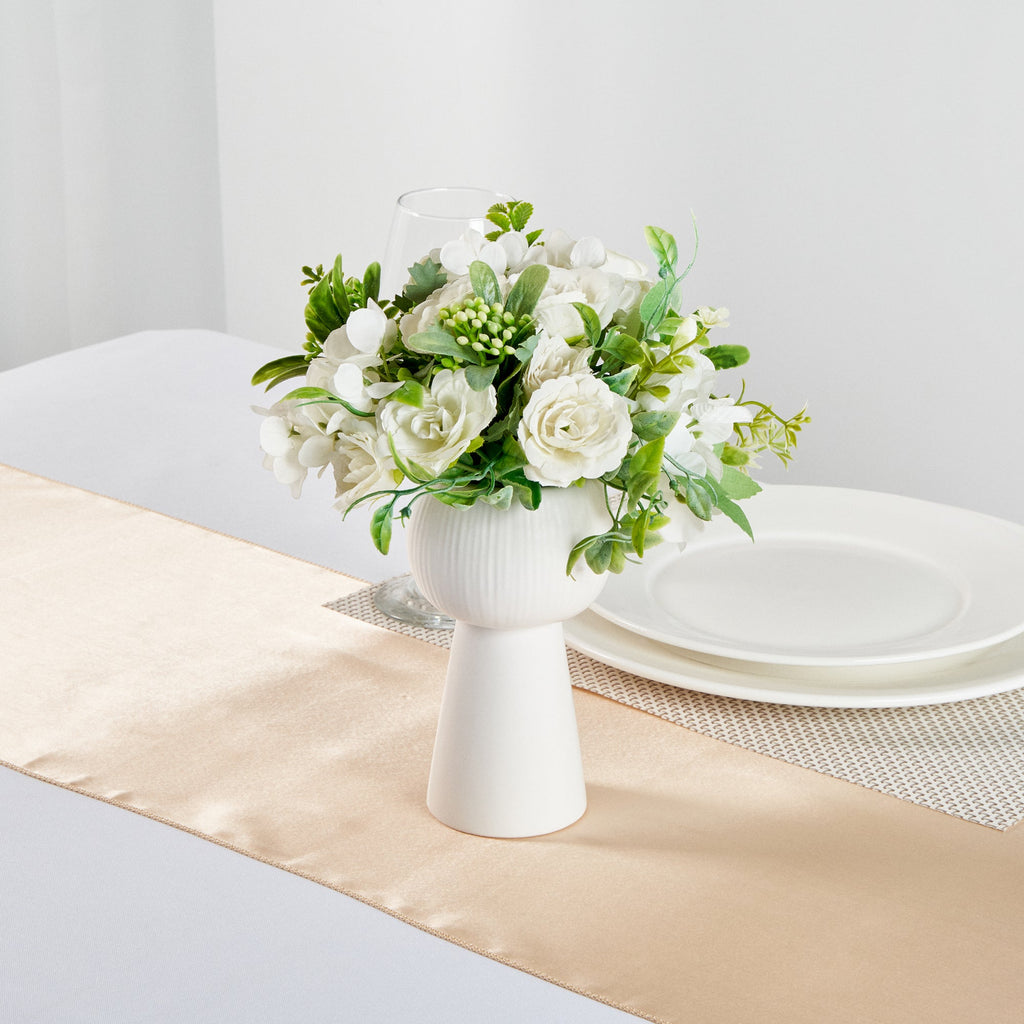 Table Art White Ceramic Pedestal Vase - 3 1/2'' x 3 1/2'' x 6 1/2'' - 1 count box