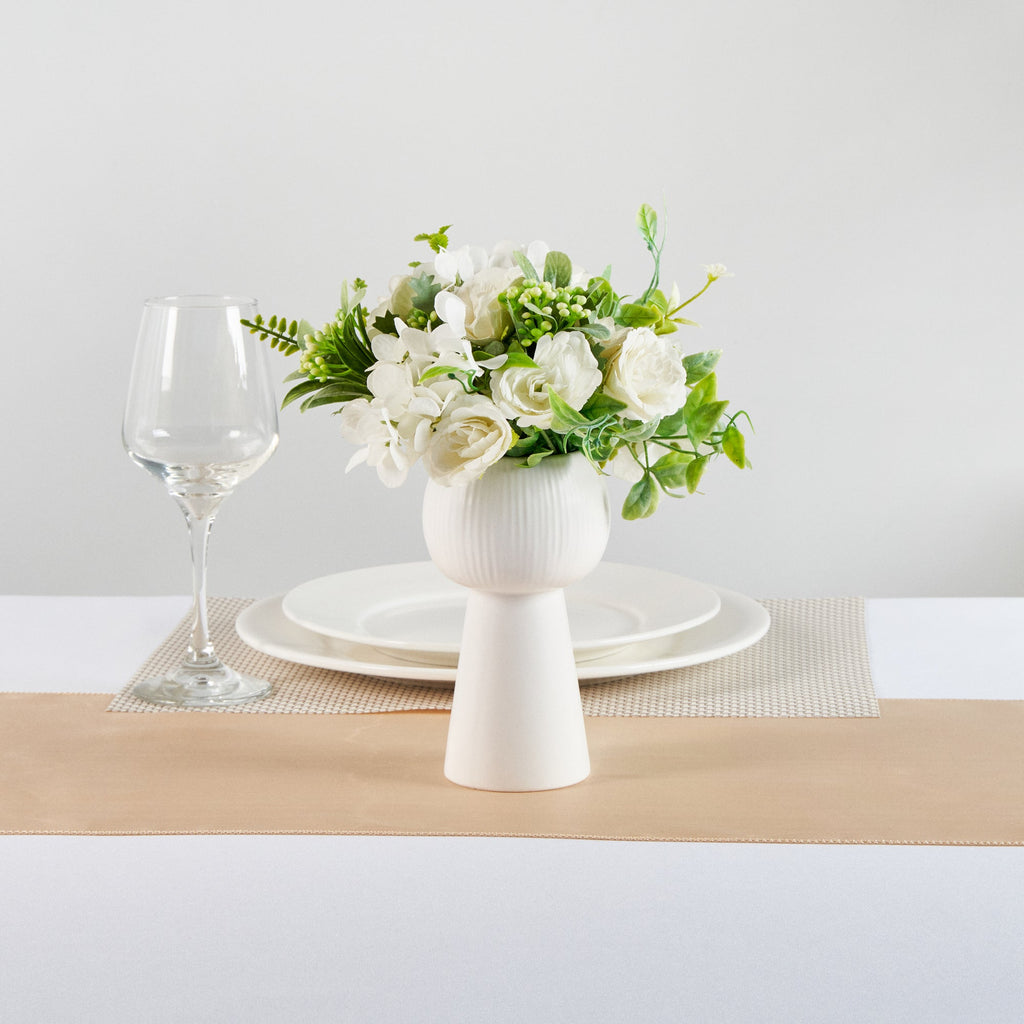 Table Art White Ceramic Pedestal Vase - 3 1/2'' x 3 1/2'' x 6 1/2'' - 1 count box