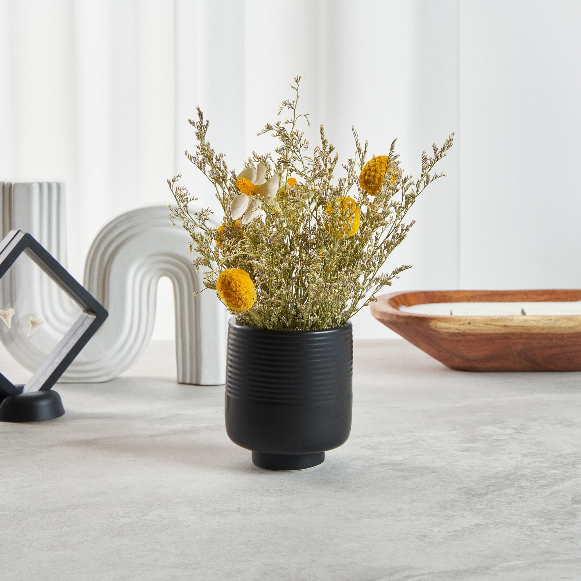 Table Art Black Ceramic Tea Cup Vase - 3'' x 3'' x 3 1/2'' - 1 count box