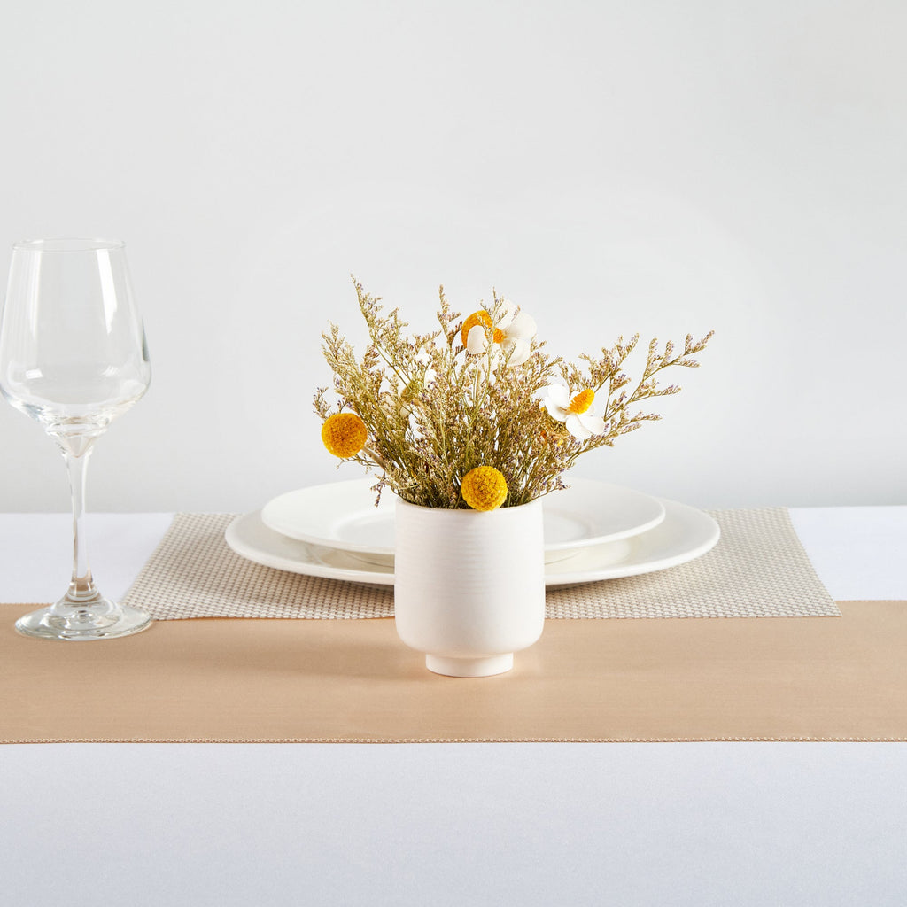 Table Art White Ceramic Tea Cup Vase - 3'' x 3'' x 3 1/2'' - 1 count box