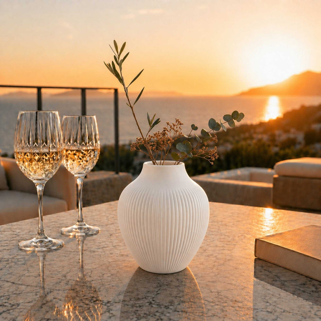 Table Art White Ceramic Balloon Vase - 7'' x 7'' x 8'' - 1 count box
