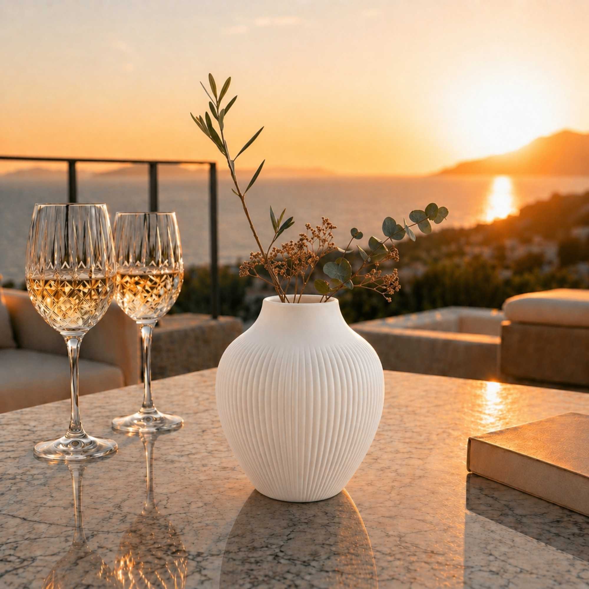 Table Art White Ceramic Balloon Vase - 7'' x 7'' x 8'' - 1 count box
