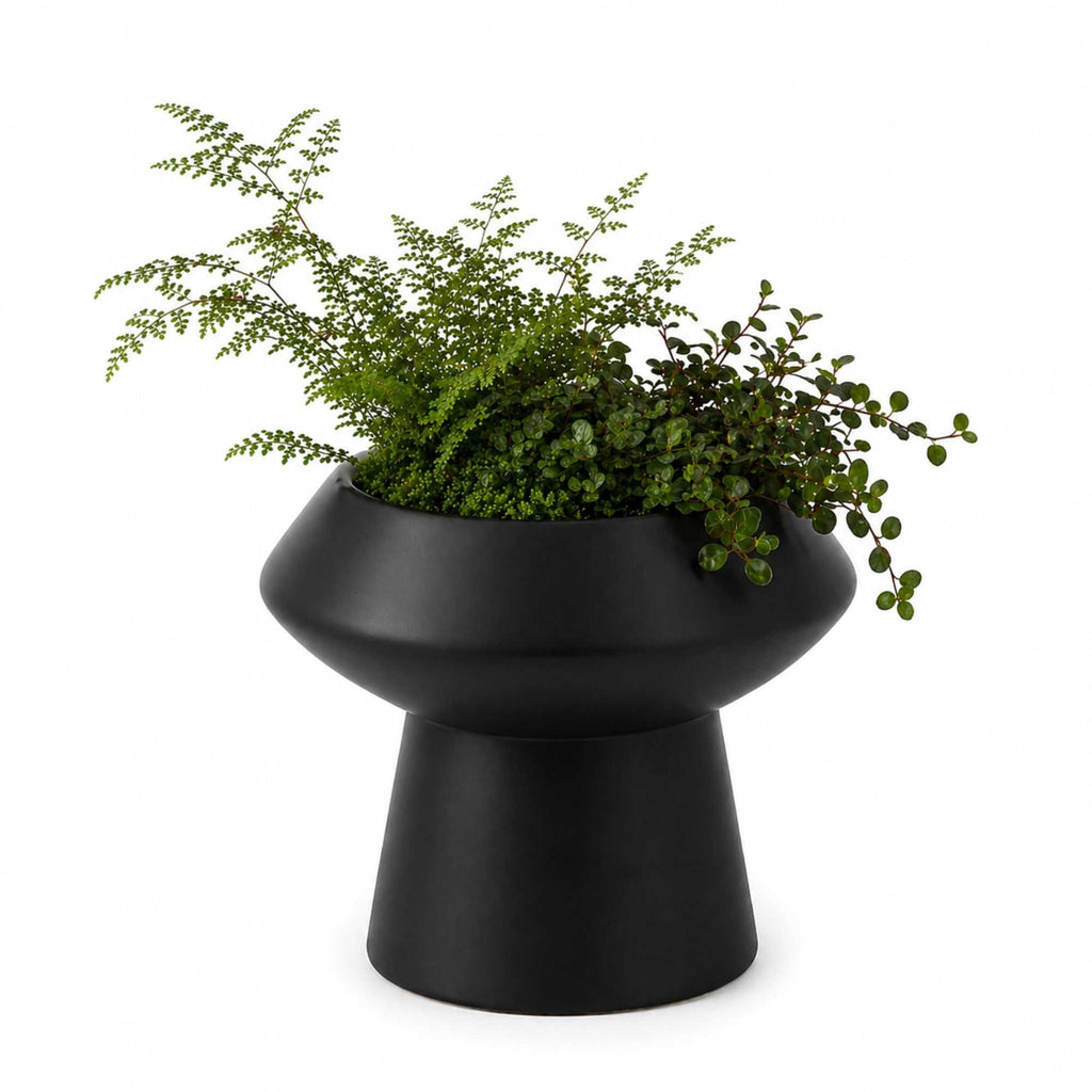Table Art Black Ceramic Mushroom Vase - 6 1/4'' x 6 1/4'' x 6'' - 1 count box