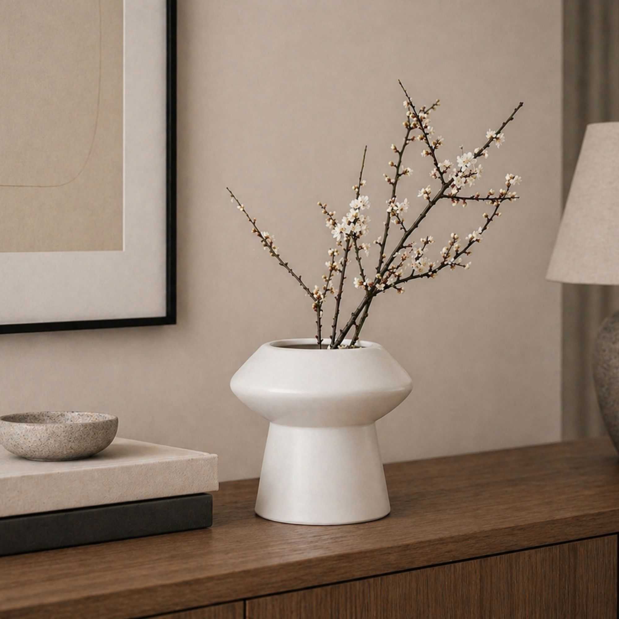 Table Art White Ceramic Mushroom Vase - 6 1/4'' x 6 1/4'' x 6'' - 1 count box