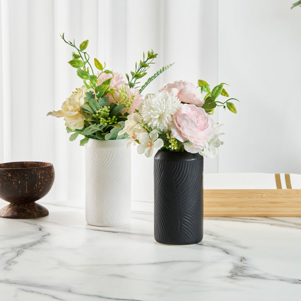 Table Art Black Ceramic Vintage Vase - 3 1/4'' x 3 1/4'' x 6'' - 1 count box