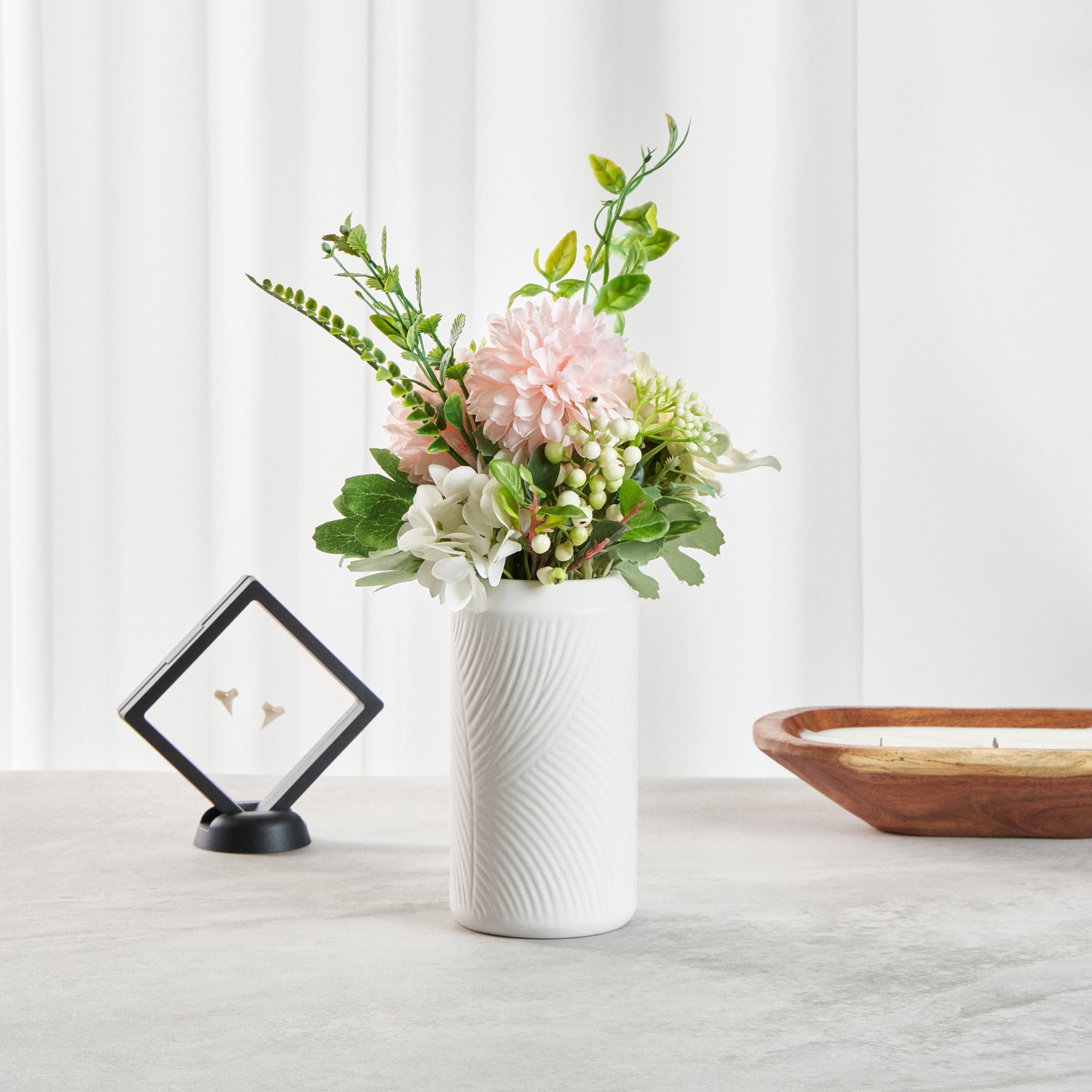 Table Art White Ceramic Vintage Vase - 3 1/4'' x 3 1/4'' x 6'' - 1 count box