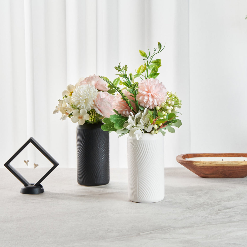 Table Art White Ceramic Vintage Vase - 3 1/4'' x 3 1/4'' x 6'' - 1 count box