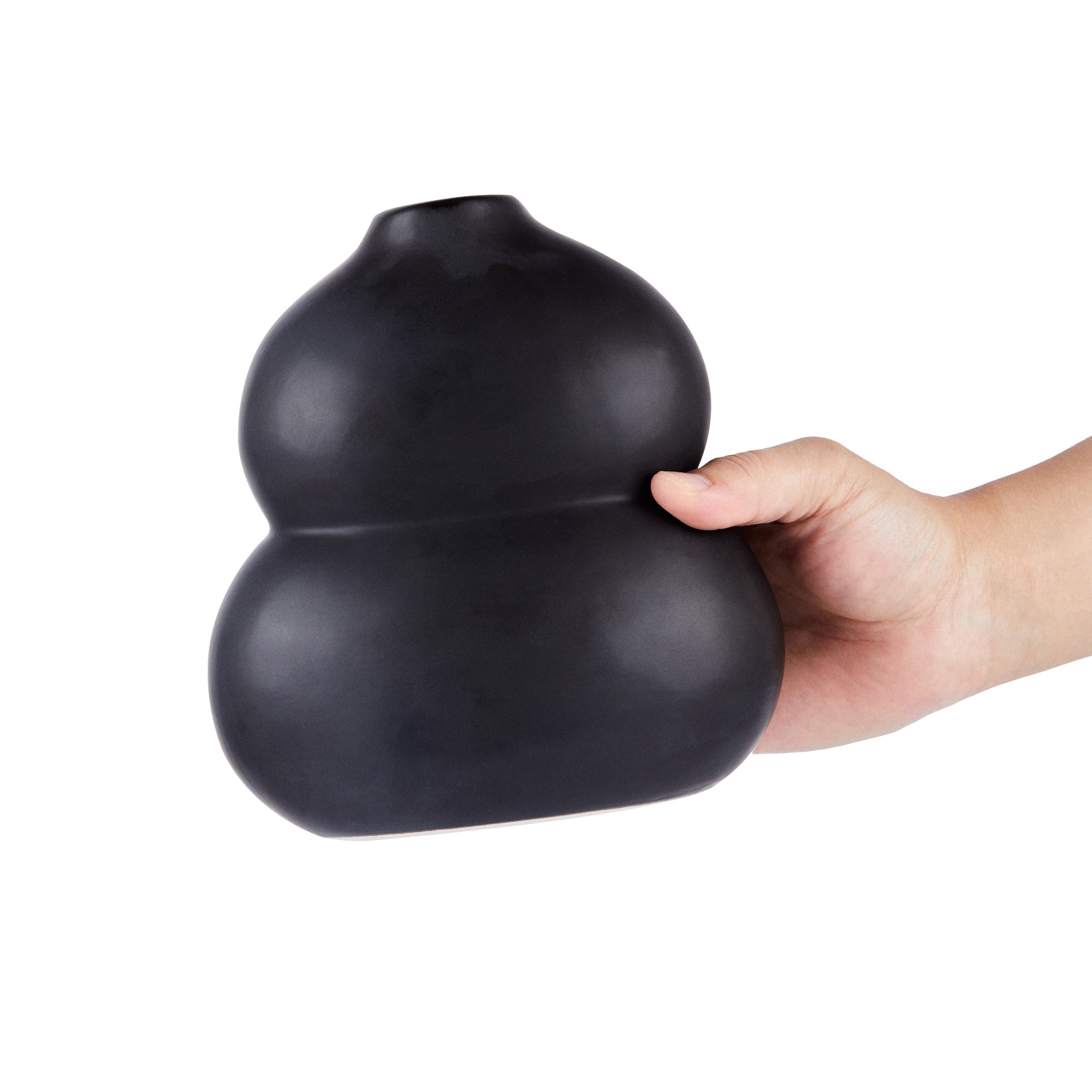 Table Art Black Ceramic Gourd Vase - 6 1/2'' x 4'' x 7'' - 1 count box