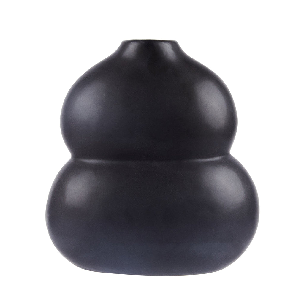 Table Art Black Ceramic Gourd Vase - 6 1/2'' x 4'' x 7'' - 1 count box