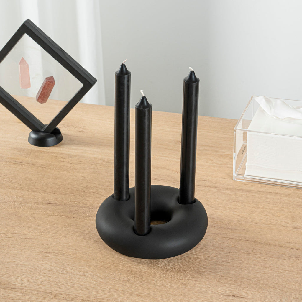 Table Art Black Ceramic Ring Vase - 6'' x 6'' x 1 3/4'' - 1 count box