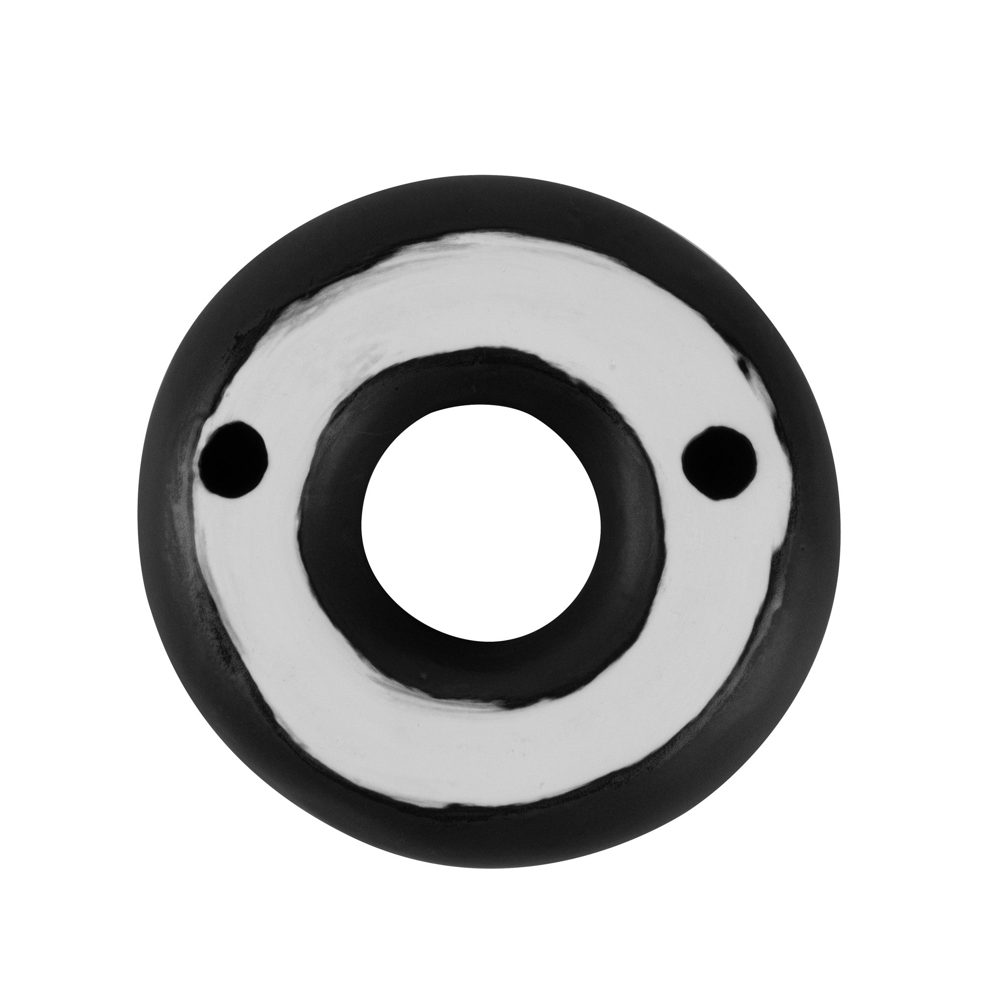Table Art Black Ceramic Ring Vase - 6'' x 6'' x 1 3/4'' - 1 count box