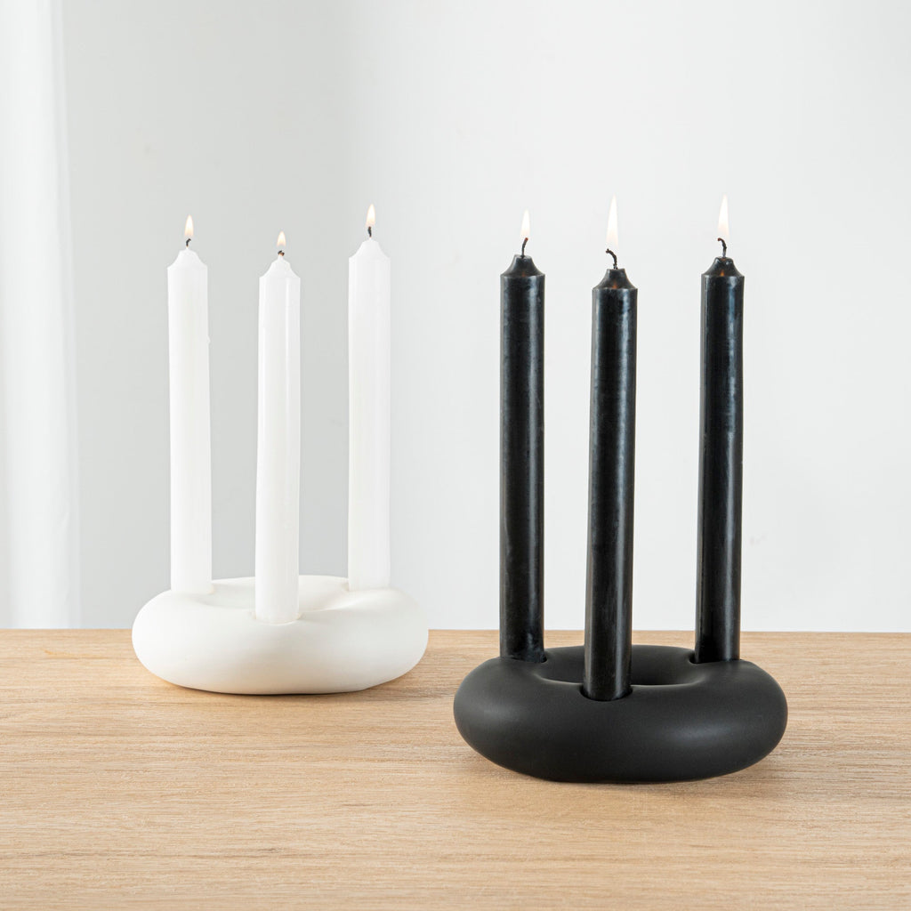 Table Art Black Ceramic Ring Vase - 6'' x 6'' x 1 3/4'' - 1 count box