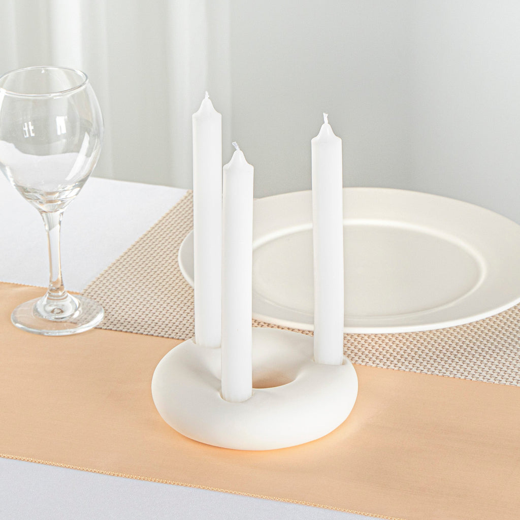 Table Art White Ceramic Ring Vase - 6'' x 6'' x 1 3/4'' - 1 count box