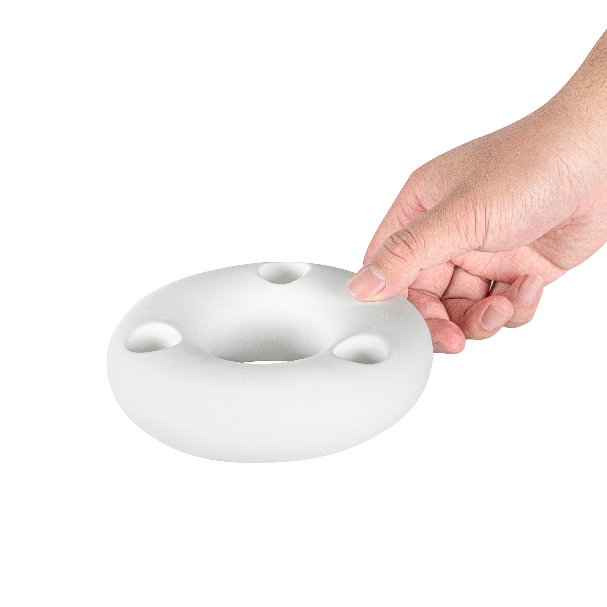 Table Art White Ceramic Ring Vase - 6'' x 6'' x 1 3/4'' - 1 count box