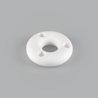 Table Art White Ceramic Ring Vase - 6'' x 6'' x 1 3/4'' - 1 count box