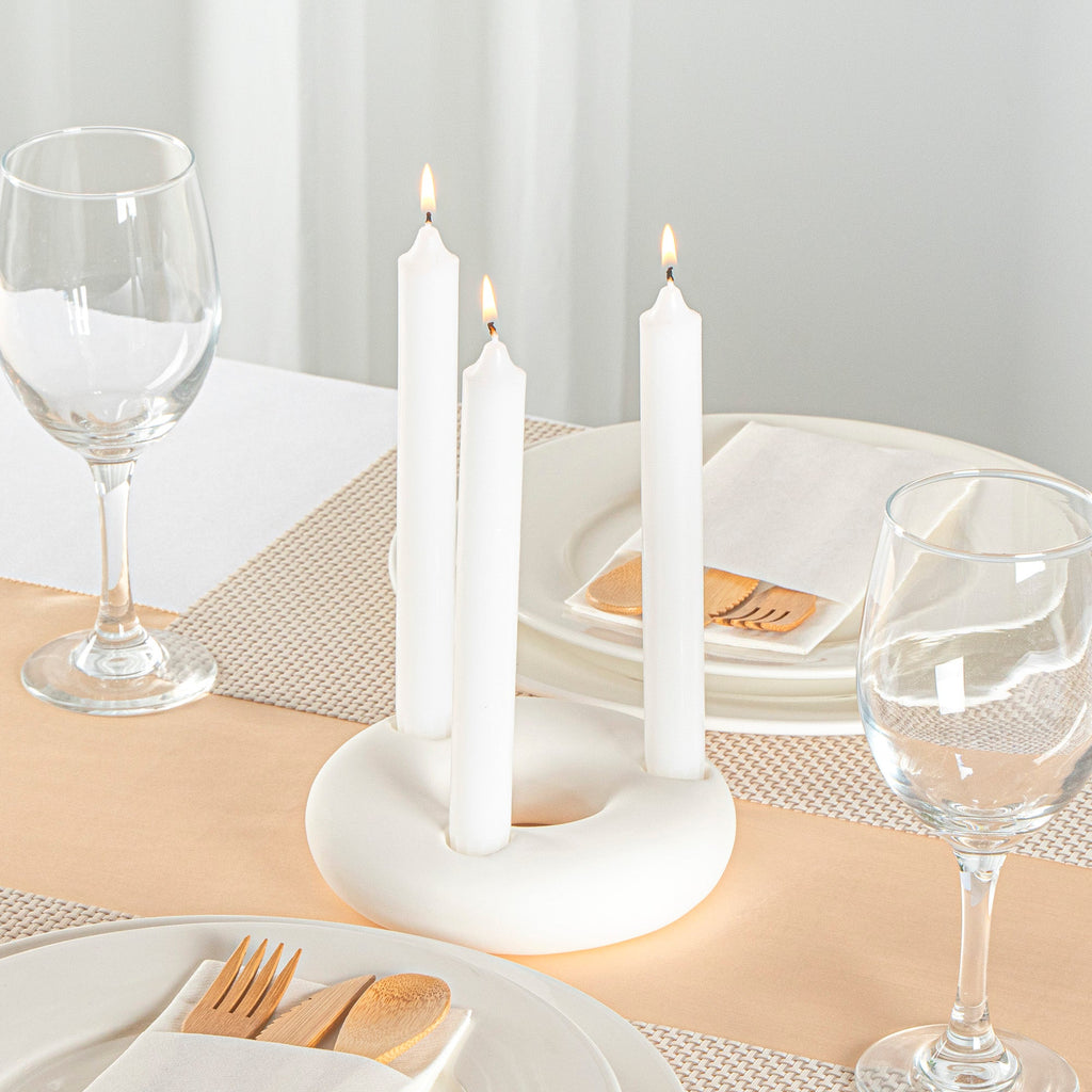 Table Art White Ceramic Ring Vase - 6'' x 6'' x 1 3/4'' - 1 count box