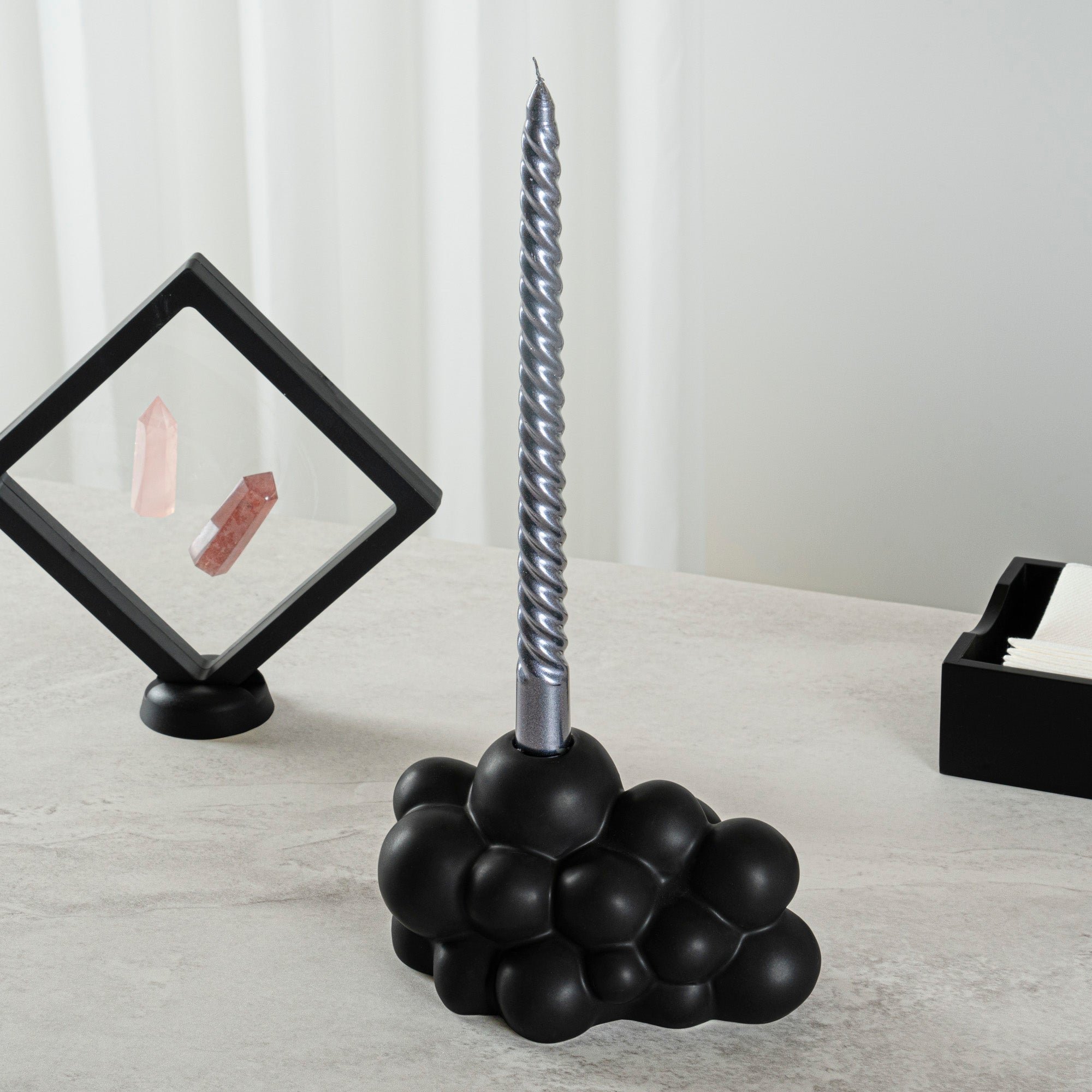 Table Art Black Ceramic Bubble Vase - 6 1/2'' x 4'' x 4'' - 1 count box