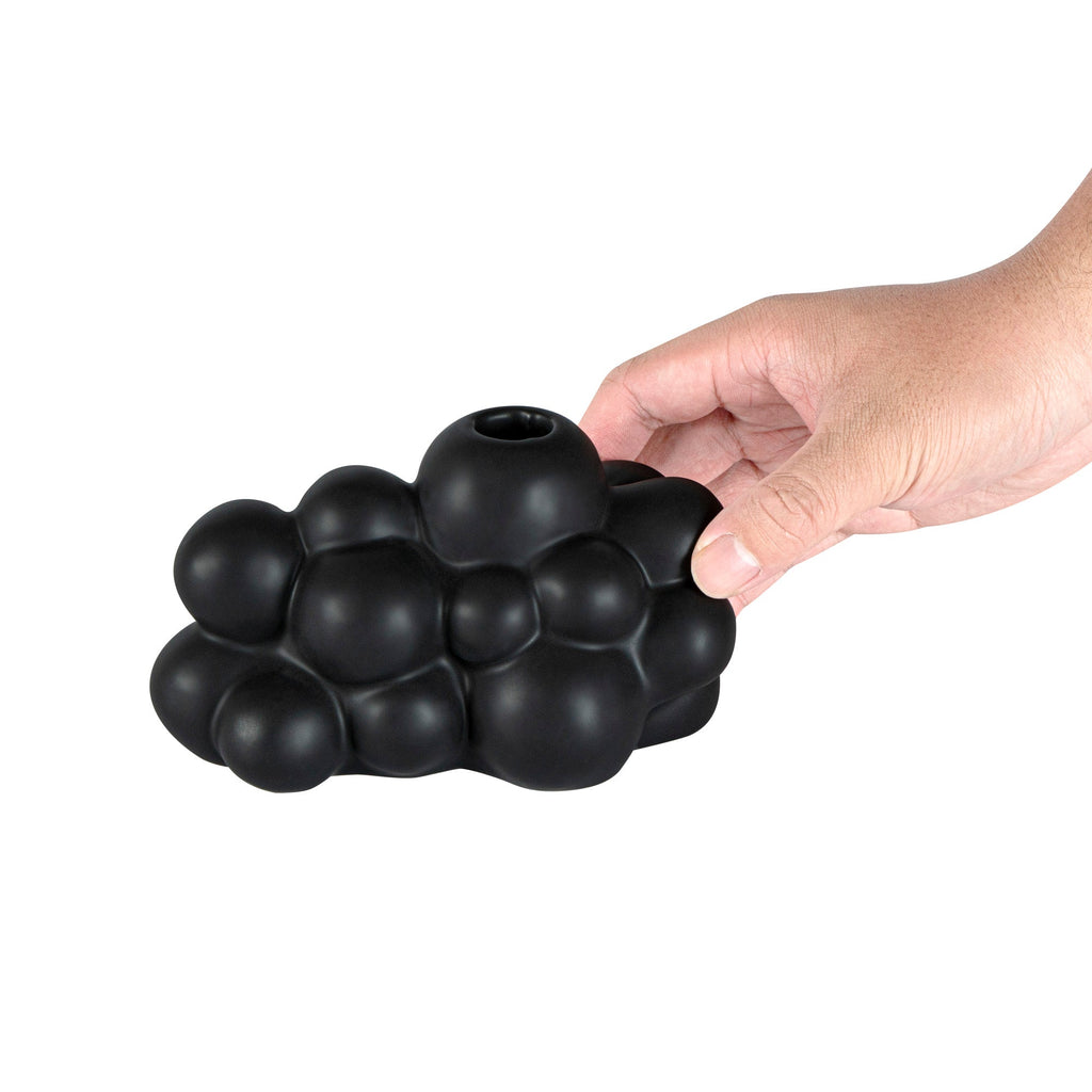 Table Art Black Ceramic Bubble Vase - 6 1/2'' x 4'' x 4'' - 1 count box