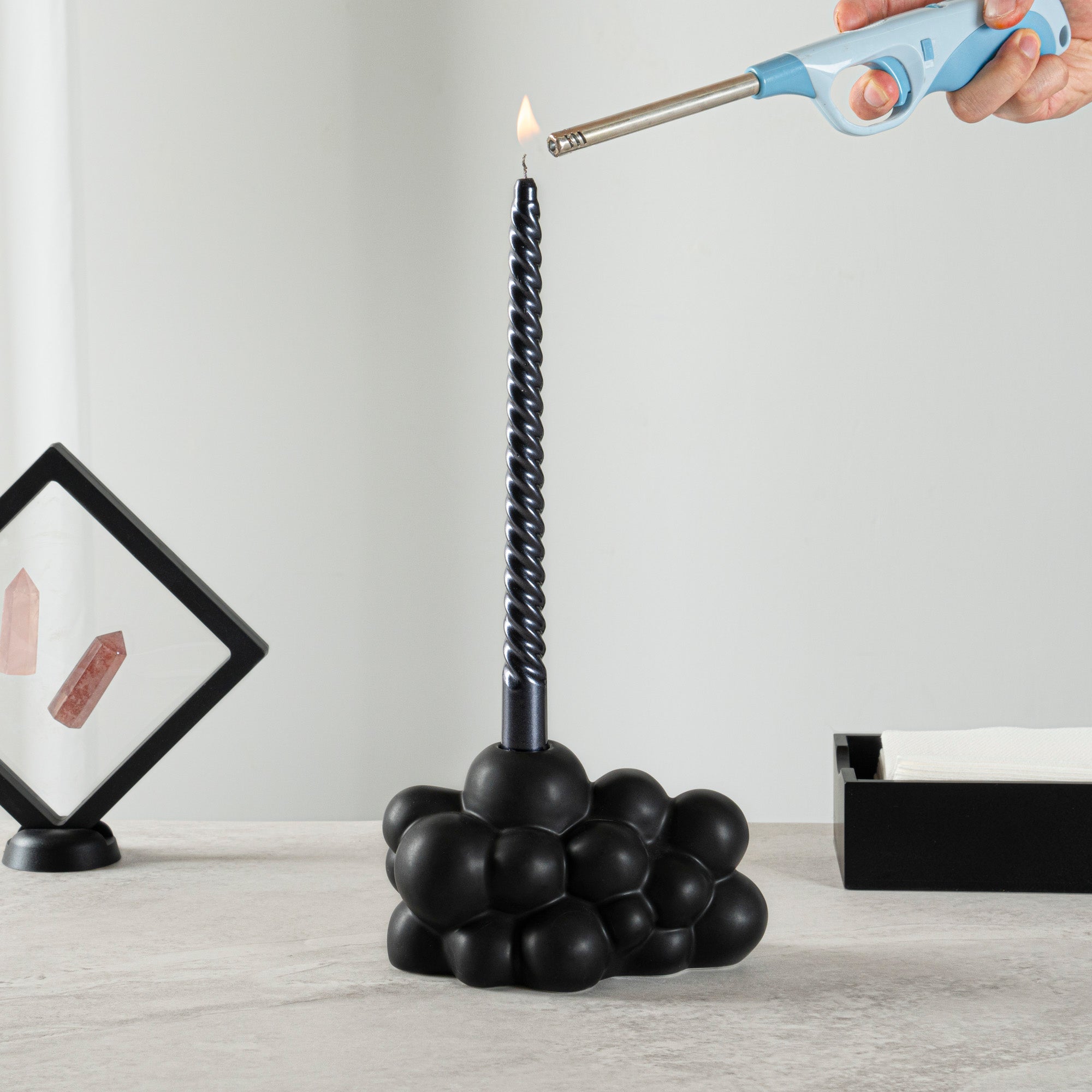 Table Art Black Ceramic Bubble Vase - 6 1/2'' x 4'' x 4'' - 1 count box