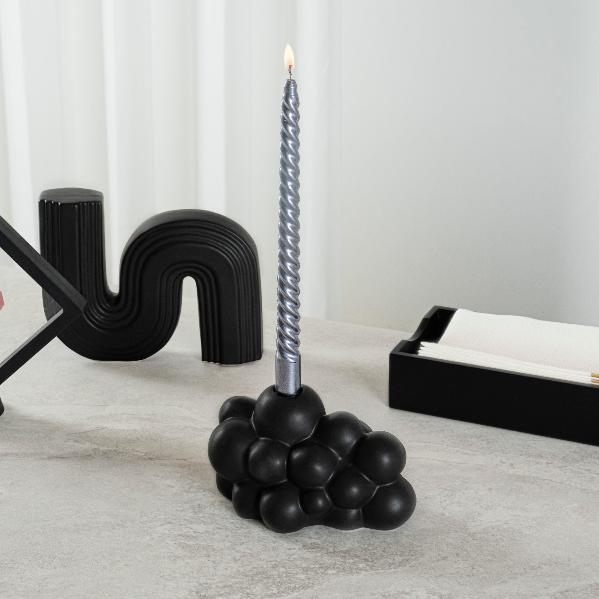 Table Art Black Ceramic Bubble Vase - 6 1/2'' x 4'' x 4'' - 1 count box