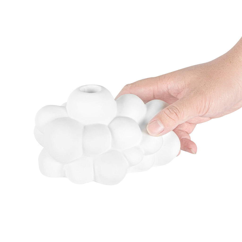 Table Art White Ceramic Bubble Vase - 6 1/2'' x 4'' x 4'' - 1 count box