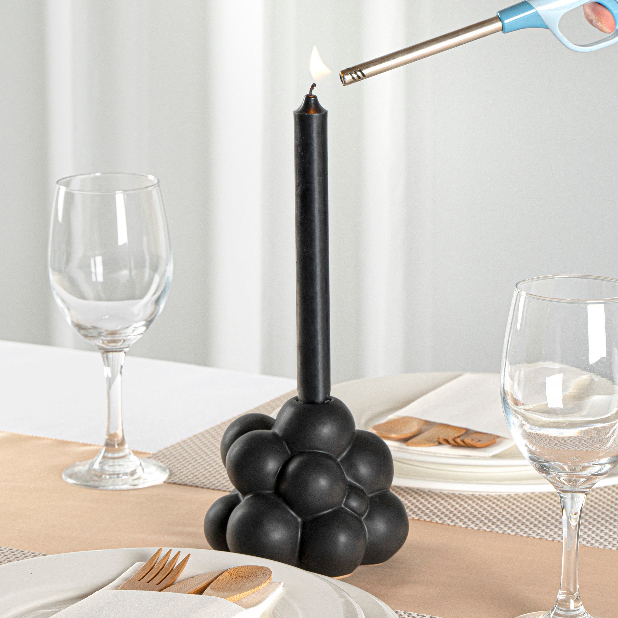 Table Art Black Ceramic Bubble Vase - 5'' x 5'' x 4 1/4'' - 1 count box