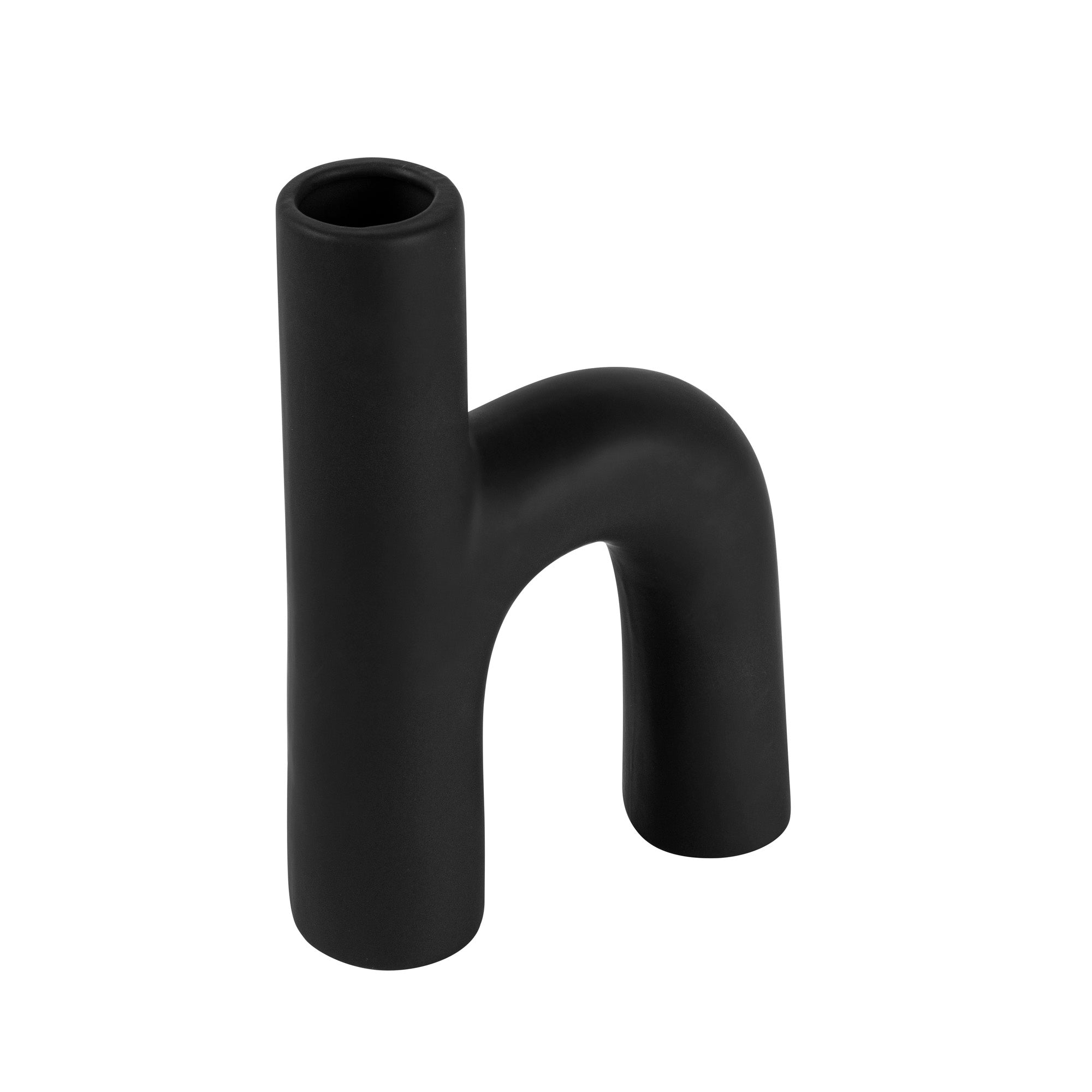Table Art Black Ceramic H-Shaped Vase - 6'' x 2 1/4'' x 9'' - 1 count box