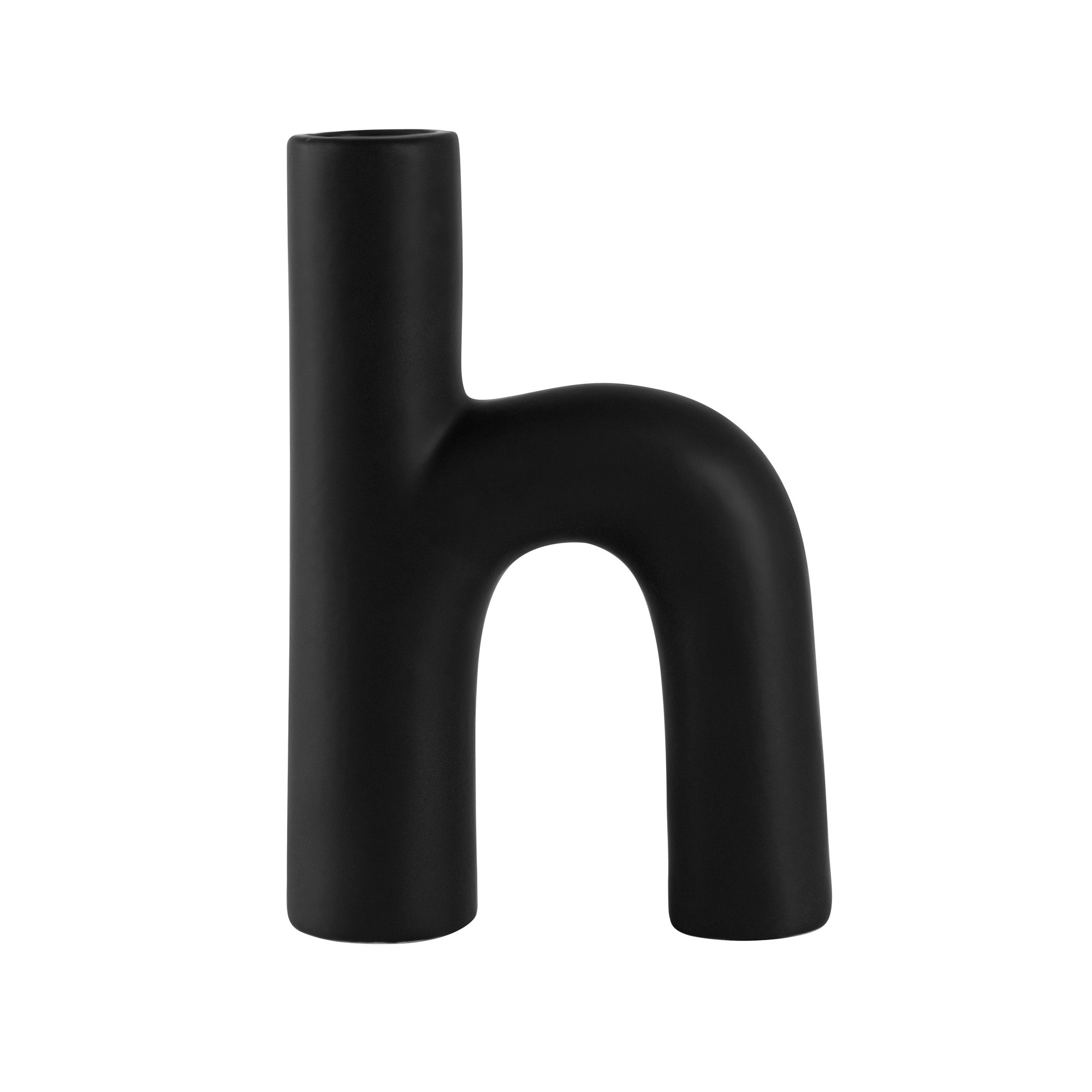 Table Art Black Ceramic H-Shaped Vase - 6'' x 2 1/4'' x 9'' - 1 count box