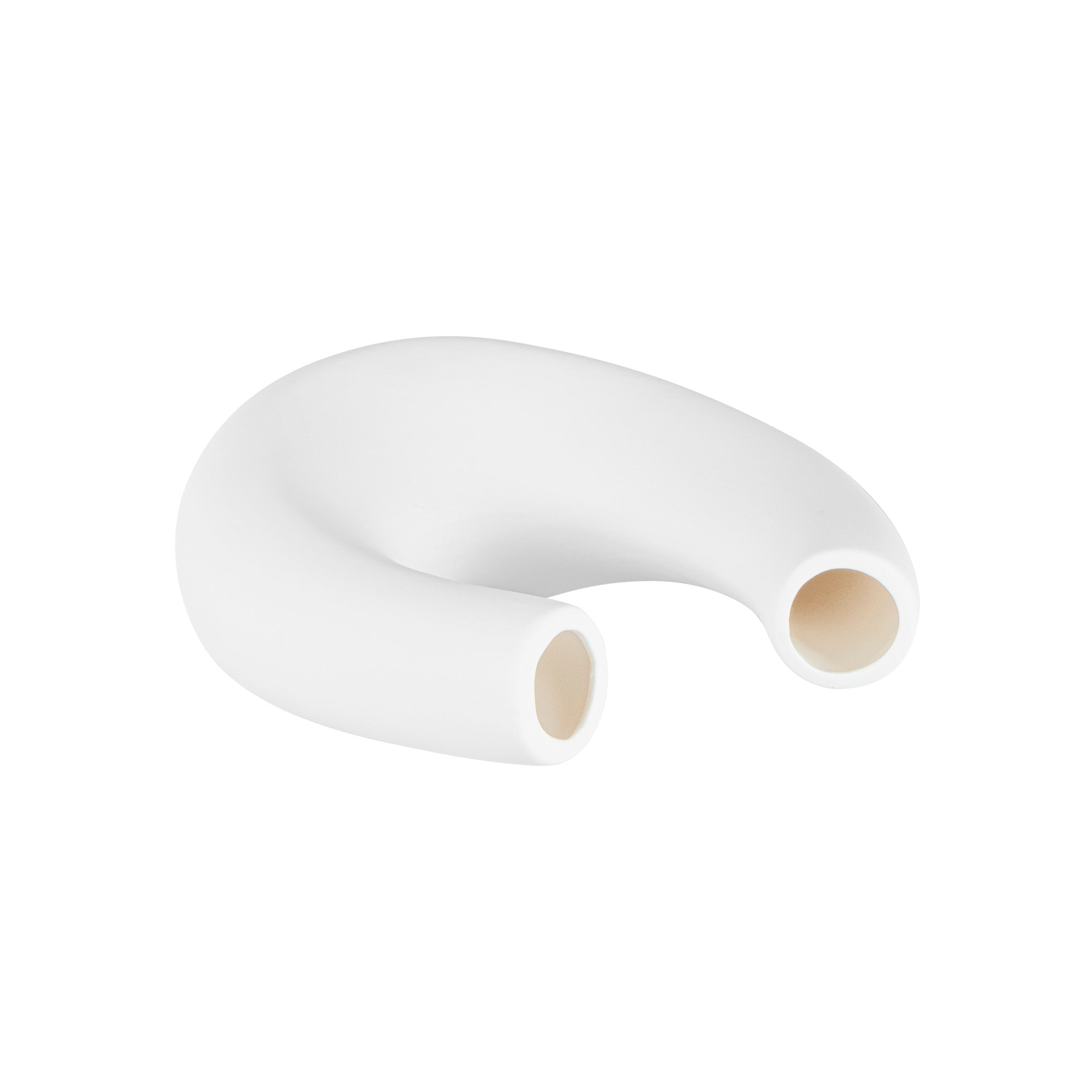 Table Art White Ceramic U-Shaped Vase - 6 1/2'' x 3'' x 8 3/4'' - 1 count box