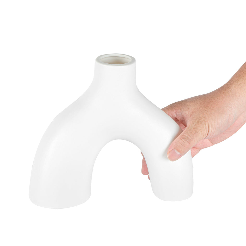 Table Art White Ceramic Soft Arch Vase - 9'' x 3 1/4'' x 8'' - 1 count box