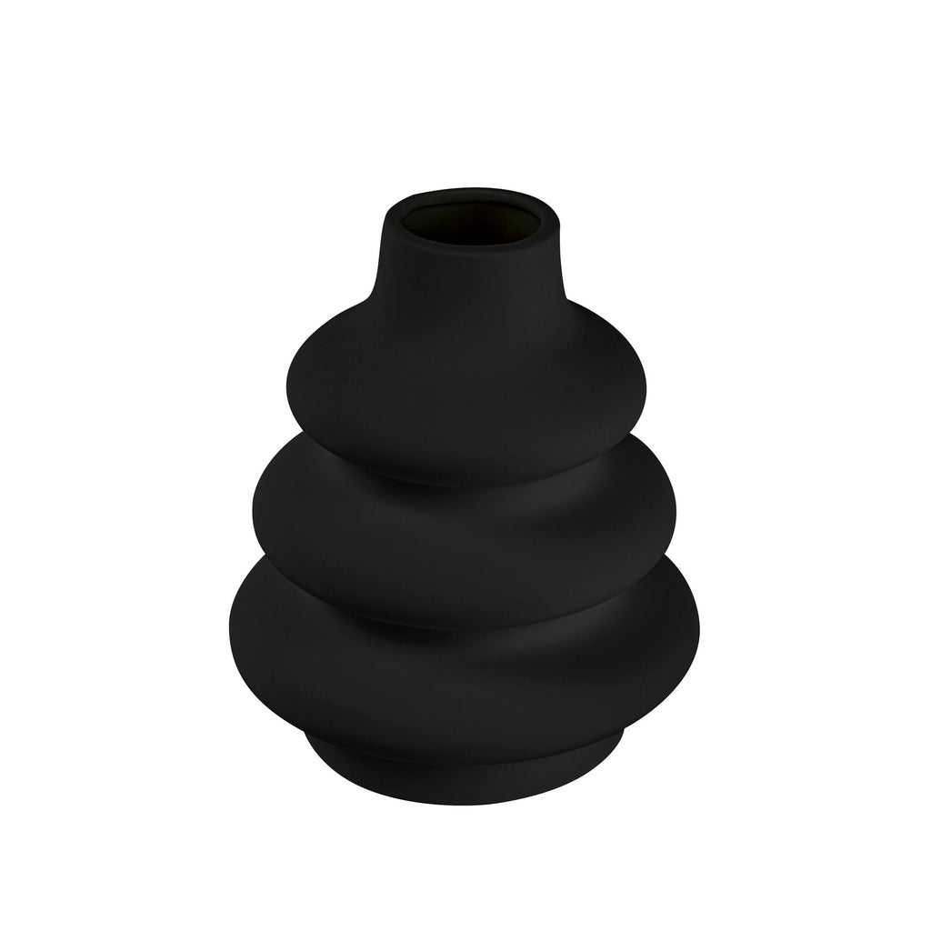 Table Art Black Ceramic Stacked Vase - 6 3/4'' x 6 3/4'' x 8'' - 1 count box