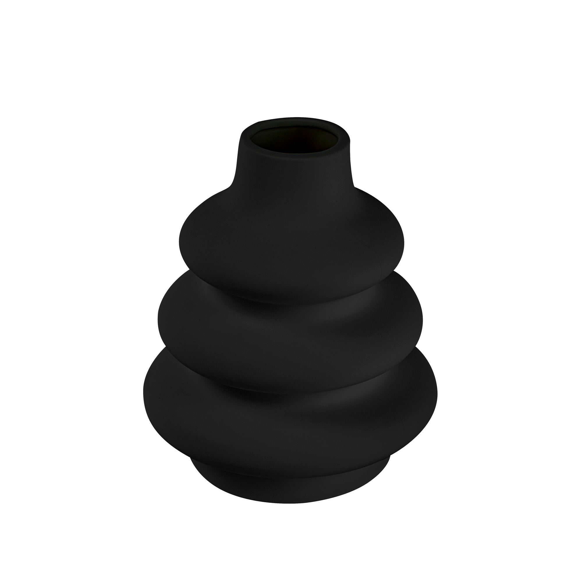 Table Art Black Ceramic Stacked Vase - 6 3/4'' x 6 3/4'' x 8'' - 1 count box