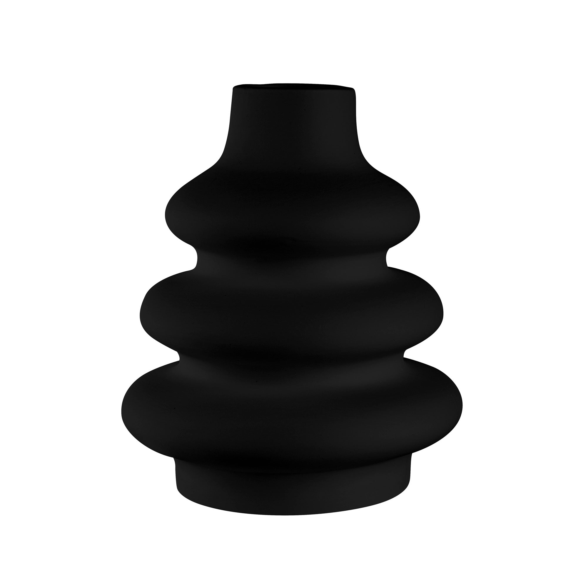 Table Art Black Ceramic Stacked Vase - 6 3/4'' x 6 3/4'' x 8'' - 1 count box