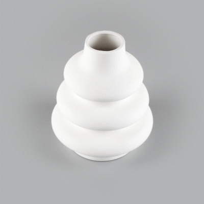 Table Art White Ceramic Stacked Vase - 6 3/4'' x 6 3/4'' x 8'' - 1 count box