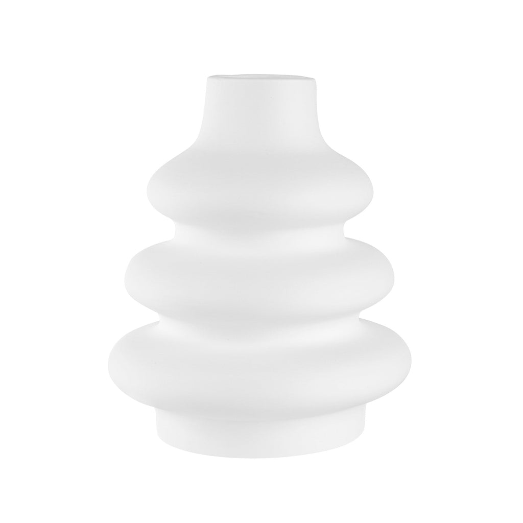 Table Art White Ceramic Stacked Vase - 6 3/4'' x 6 3/4'' x 8'' - 1 count box