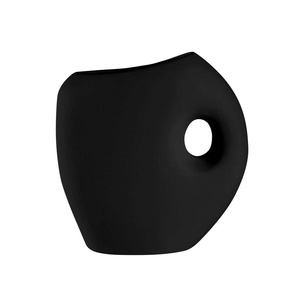 Table Art Black Ceramic Jug Vase - 8 3/4'' x 4 1/2'' x 9 1/2'' - 1 count box