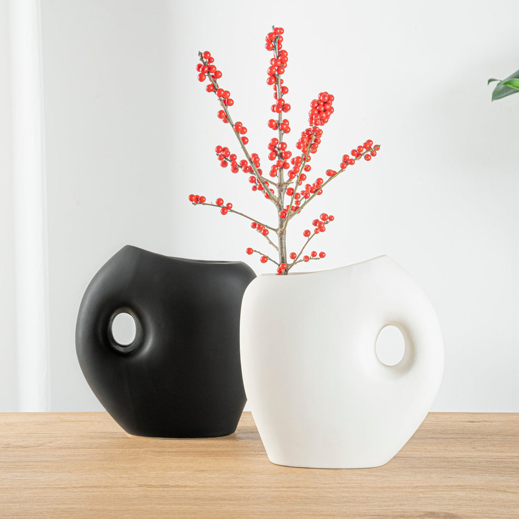Table Art White Ceramic Jug Vase - 8 3/4'' x 4 1/2'' x 9 1/2'' - 1 count box