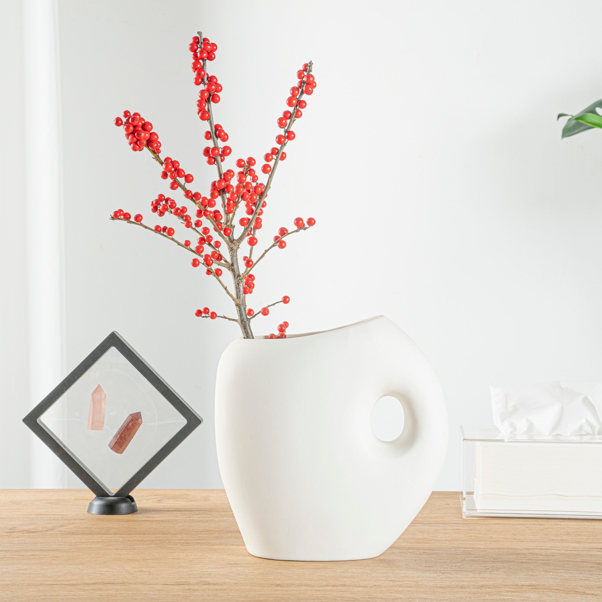 Table Art White Ceramic Jug Vase - 8 3/4'' x 4 1/2'' x 9 1/2'' - 1 count box