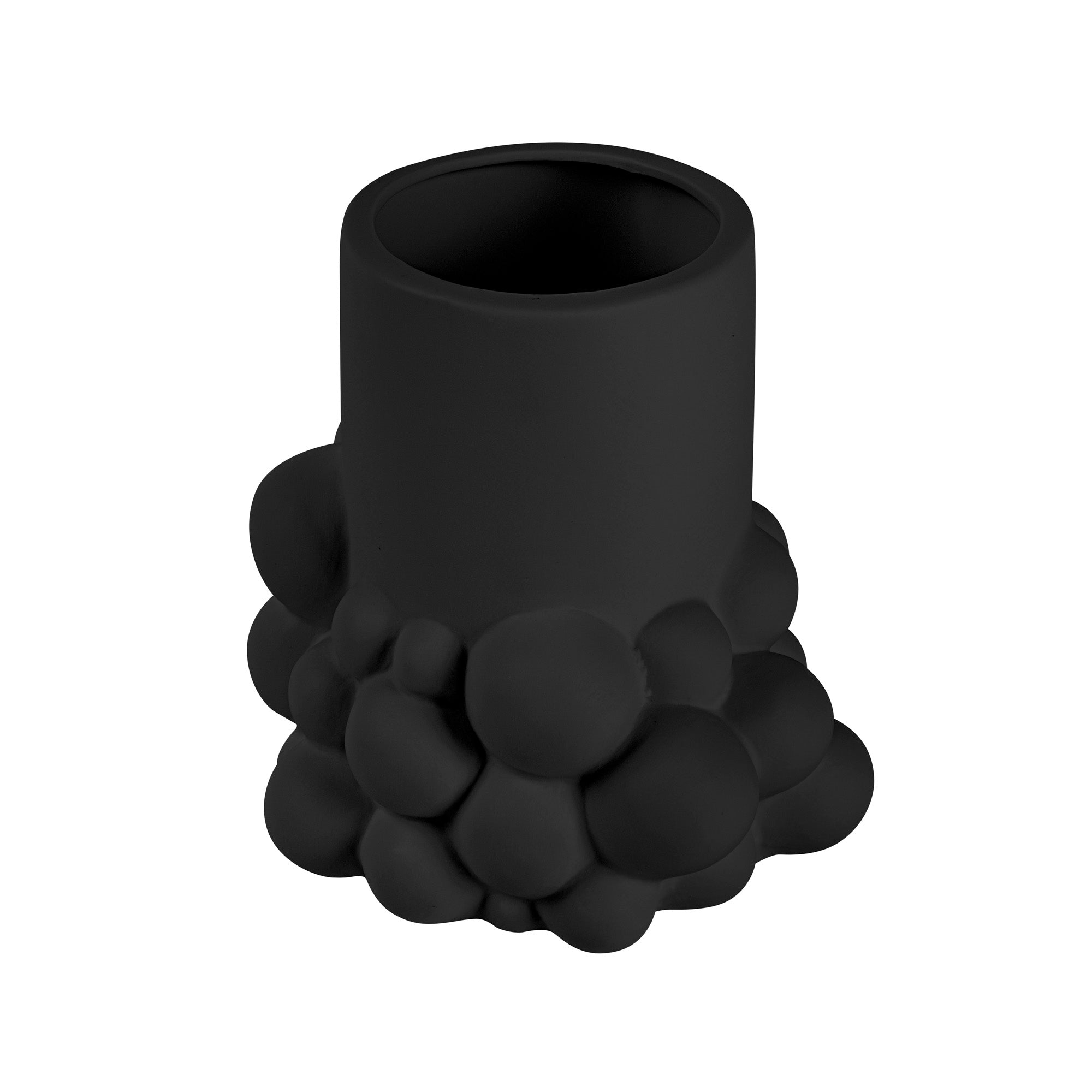 Table Art Black Ceramic Cylinder Bubble Vase - 6'' x 5 3/4'' x 6 1/2'' - 1 count box