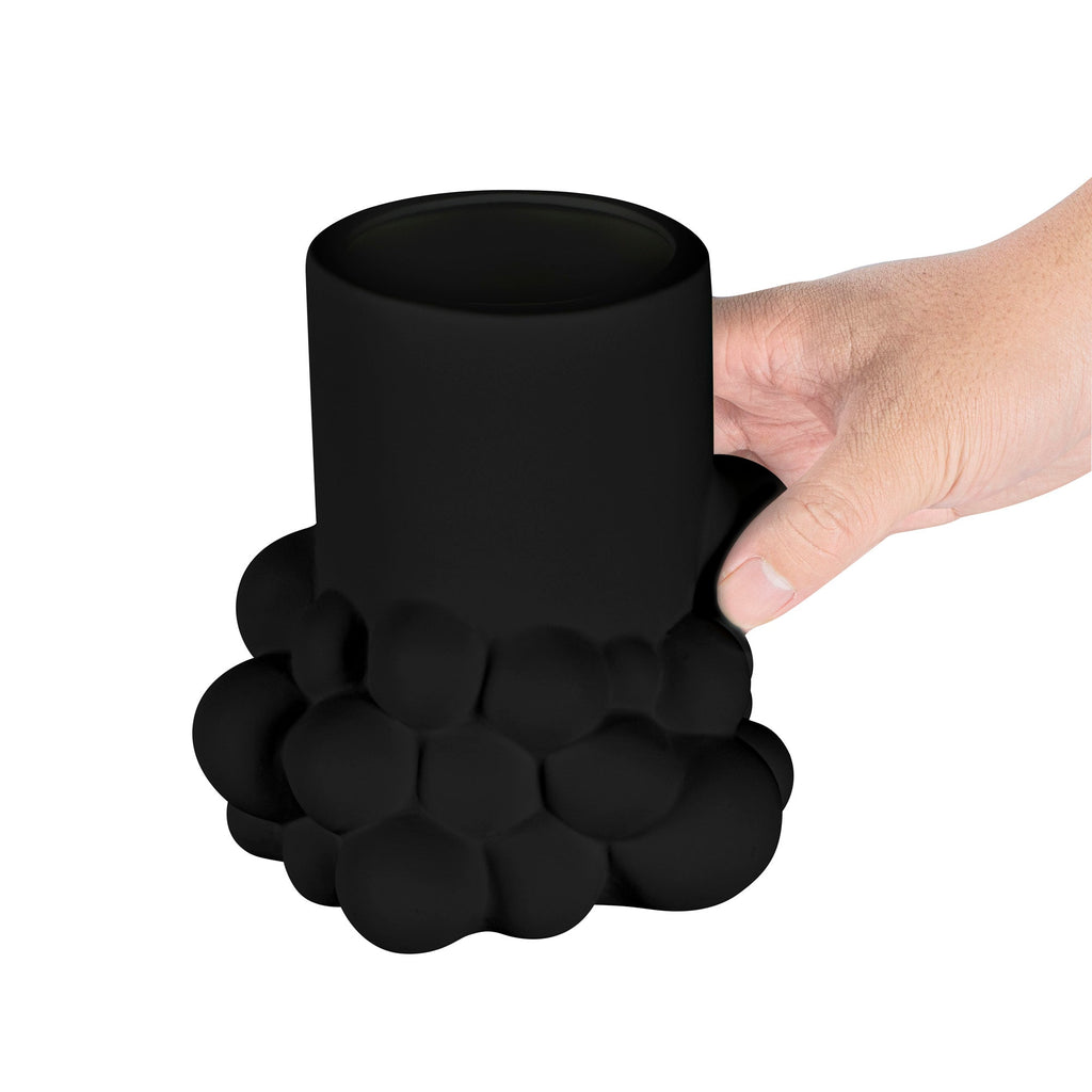 Table Art Black Ceramic Cylinder Bubble Vase - 6'' x 5 3/4'' x 6 1/2'' - 1 count box