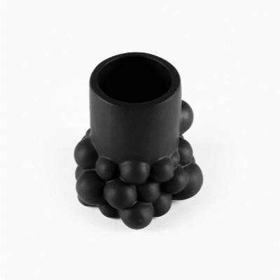 Table Art Black Ceramic Cylinder Bubble Vase - 6'' x 5 3/4'' x 6 1/2'' - 1 count box