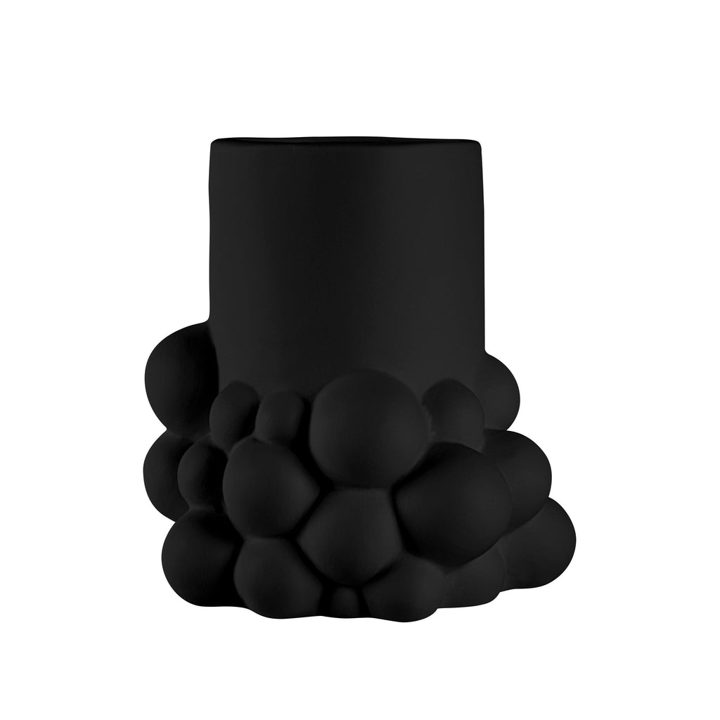 Table Art Black Ceramic Cylinder Bubble Vase - 6'' x 5 3/4'' x 6 1/2'' - 1 count box